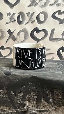 Nádoby - Hrnček 70 ml 'Love Is My Language' - 16353857_