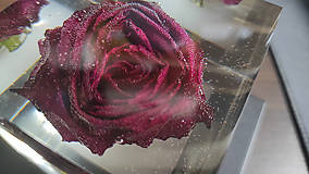 Svietidlá - Noční lampa ze živice s živým květem Růže, vysušeným v silikagelu - 16352278_