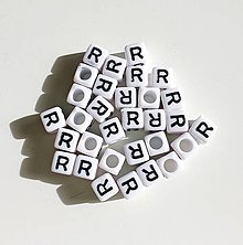 Korálky - Akrylové písmenko "R" (biela) - 16352492_