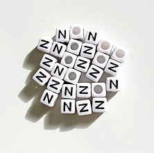 Korálky - Akrylové písmenko "N" (biela) - 16352507_