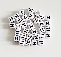 Korálky - Akrylové písmenko "H" (biela) - 16352533_