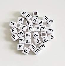 Korálky - Akrylové písmenko "F" (biela) - 16352553_