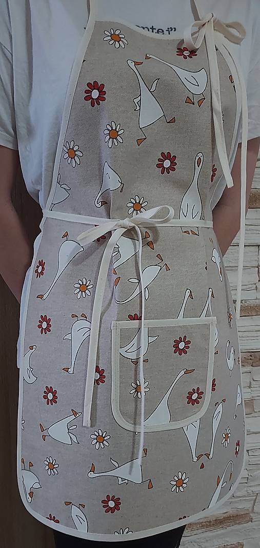 Iné oblečenie - Dámska zástera,,húsky na režnej" - 16354608_