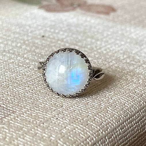 Filigree Moonstone AG925 Ring / Filigránový prsteň s mesačným kameňom, veľ. 62 E013