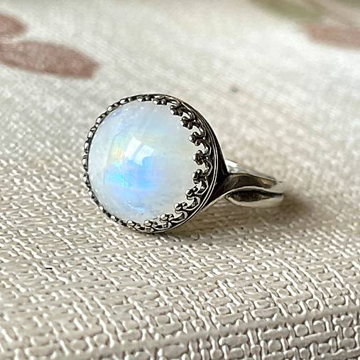 Filigree Moonstone AG925 Ring / Filigránový prsteň s mesačným kameňom, veľ. 62 E013