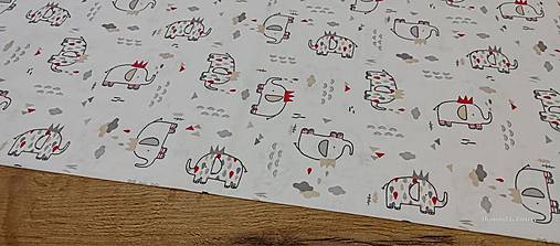 Textil - Bavlnená látka - Sloníci - cena za 10 centimetrov - 16357300_