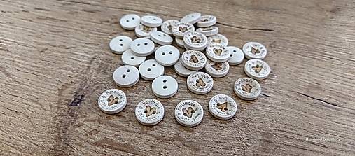 Galantéria - Drevený gombík Handmade with Love - 15 mm - 16357370_