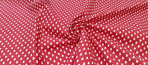 Textil - Bavlnená látka - Srdiečka - cena za 10 centimetrov (Červená) - 16357321_