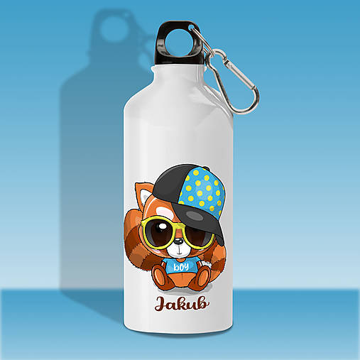 Nádoby - SO ZVIERATKOM fľaša s ľubovoľným menom pre deti - 16355459_