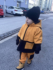 Detské oblečenie - Bunda Softshellová Mix Oranžovo- čierna - 16355501_