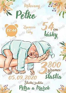 Tabuľky - Spomienková tabuľa pre novorodenca - chlapec - 16357093_
