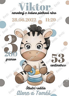 Tabuľky - Spomienková tabuľa pre novorodencov - zebra - 16357119_
