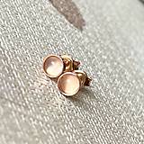 Náušnice - White Moonstone Silver Ag925 Rose Gold Plated Stud Earrings / Náušnice s mesačným kameňom E014 - 16358529_