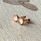 Náušnice - White Moonstone Silver Ag925 Rose Gold Plated Stud Earrings / Náušnice s mesačným kameňom E014 - 16358530_
