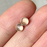 Náušnice - White Moonstone Silver Ag925 Rose Gold Plated Stud Earrings / Náušnice s mesačným kameňom E014 - 16358531_