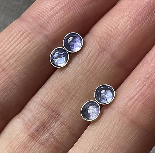 Tanzanite Silver Ag925 Stud Earrings / Náušnice s tanzanitom E014