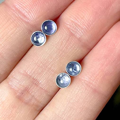 Tanzanite Silver Ag925 Stud Earrings / Náušnice s tanzanitom E014