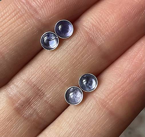 Tanzanite Silver Ag925 Stud Earrings / Náušnice s tanzanitom E014