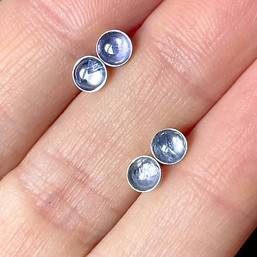 Tanzanite Silver Ag925 Stud Earrings / Náušnice s tanzanitom E014