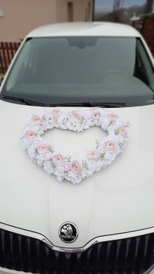 Iné doplnky - Srdce na svadobné auto (Biela a pudrovo ružová) - 16359680_