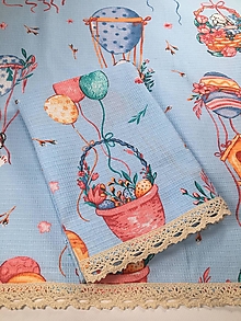 Úžitkový textil - Veľkonočné vaflové utierky zajko (modrá s krajkou) - 16360119_