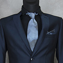Pánske doplnky - SET Hodvábna kravata + vreckovka LIMIT_46, ručná výroba - 16357507_