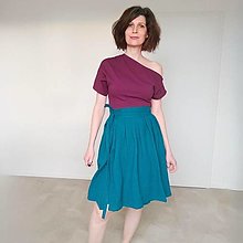 Sukne - Obojstranná mušelínová sukňa zavinovacia (Petrolejovo-tehlová) - 16359089_