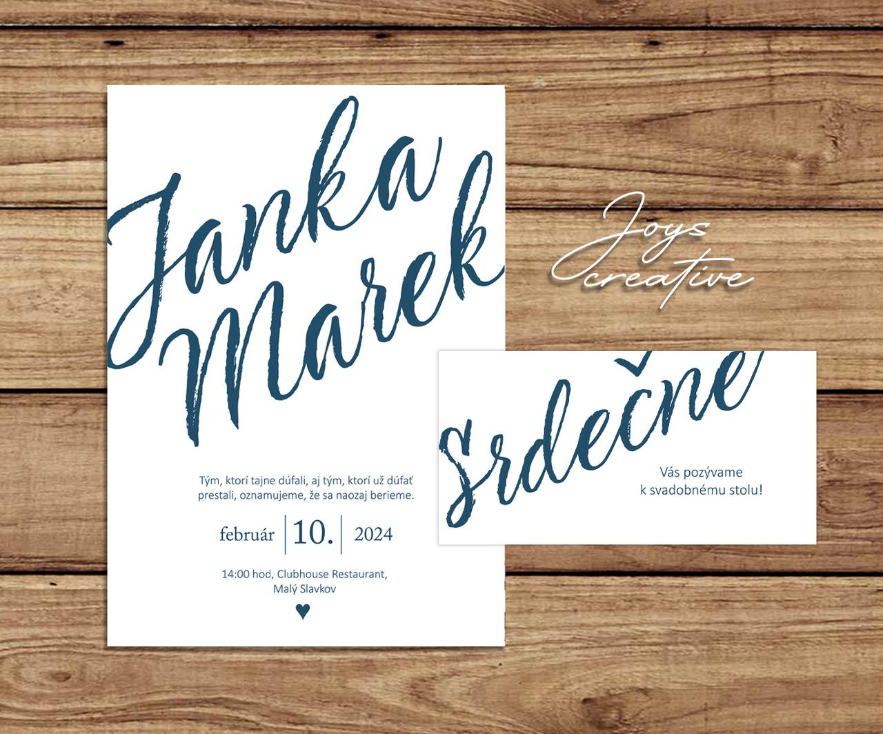 Jednoduché Svadobné oznámenie s dominantnými menami