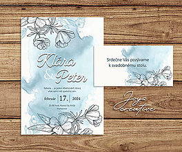 Papiernictvo - Svadobné oznámenie modré s kvetmi, pozvánky zdarma - 16357947_