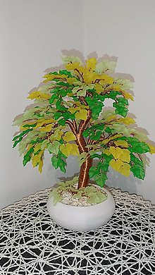 Dekorácie - Žltozeleny bonsaj pre radosť  - 16357454_