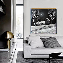 Obrazy - Zimný večer na samote  (40x40) - 16358602_