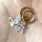  - Herkimer Diamond Steel Gold Earrings / Náušnice herkimer diamanty, oceľ v zlatej farbe E015 - 16362955_
