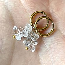 Náušnice - Herkimer Diamond Steel Gold Earrings / Náušnice herkimer diamanty, oceľ v zlatej farbe E015 - 16362955_