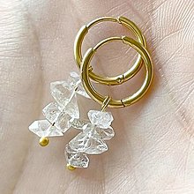Náušnice - Herkimer Diamnod Steel Gold Earrings / Náušnice herkimer diamanty, oceľ v zlatej farbe E015 - 16362978_