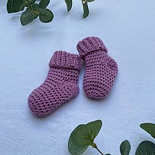 Detské oblečenie - Merino háčkované ponožky pre novorodeniatko - 16361960_