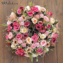 Dekorácie - Romantický veniec v ružových farbách - 16362877_