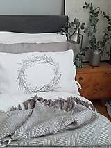 Úžitkový textil - Ľanový vankúš veniec trávy šedá farba - 16361170_