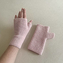 Rukavice - Dámske bezprstové rukavice / viac farieb (Ružová pastelová) - 16362362_
