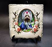 Tabuľky - Tabuľka z bridlice s fotkou vašeho psíka 10x10cm - 16361349_