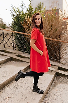 Šaty - Oversize ačkové šaty – červené - 16360678_