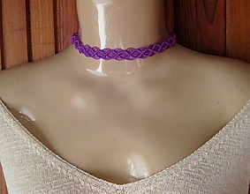 Náhrdelníky - Čipkovaný náhrdelník obojok choker (tmavo fialový, č. 3885) - 16362111_