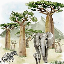 Papier - Servítka Slony a zebry v Afrike 4ks (S153) - 16362505_
