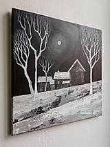 Obrazy - Zimný večer na samote  (40x40) - 16360507_