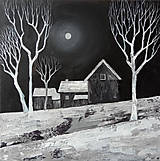 Obrazy - Zimný večer na samote  (40x40) - 16360508_