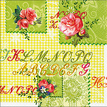 Papier - Servítka Ružové ruže na zelenom 4ks (S177) - 16365849_