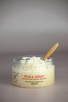 Telová kozmetika - MARK sugar scrub Milk & Honey - s ananásovým práškom - 16364804_