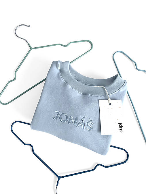 Detské oblečenie - Detská mikina s menom JONÁŠ - baby blue - 16366830_