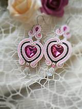 Náušnice - Náušnice- ružové srdiečka - 16365635_