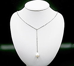 Náhrdelníky - Náhrdelník v tvare Y s visiacou retiazkou a perlou - 16366336_