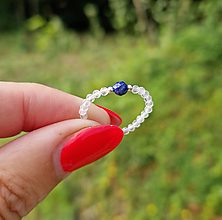 Prstene - Prsteň*lapis lazuli*krišťál*Ag - 16365944_